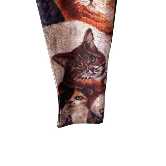 1991 INC Soft Creamy Cat Collage Stretch Leggings size large Cat Lady - Picture 3 of 7
